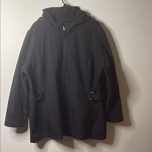 Men's Sleek Black Hooded Raincoat